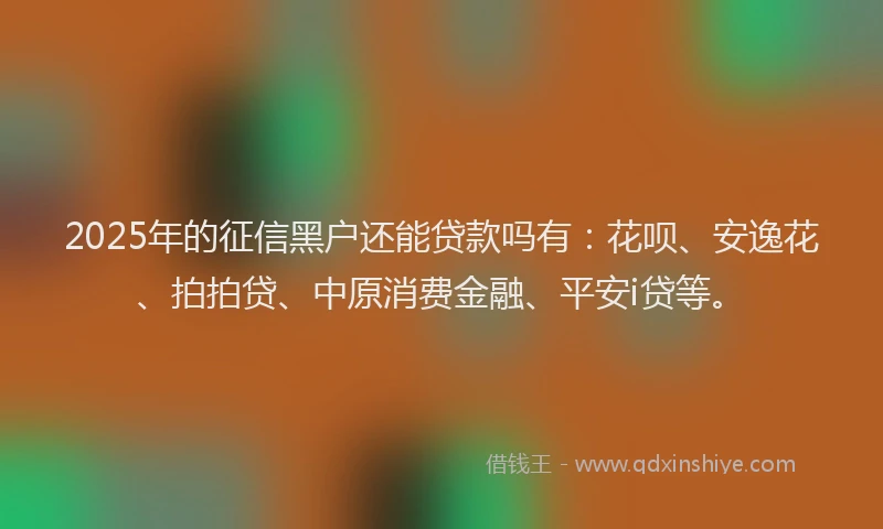 2025年的征信黑户还能贷款吗有：花呗、安逸花、拍拍贷、中原消费金融、平安i贷等。