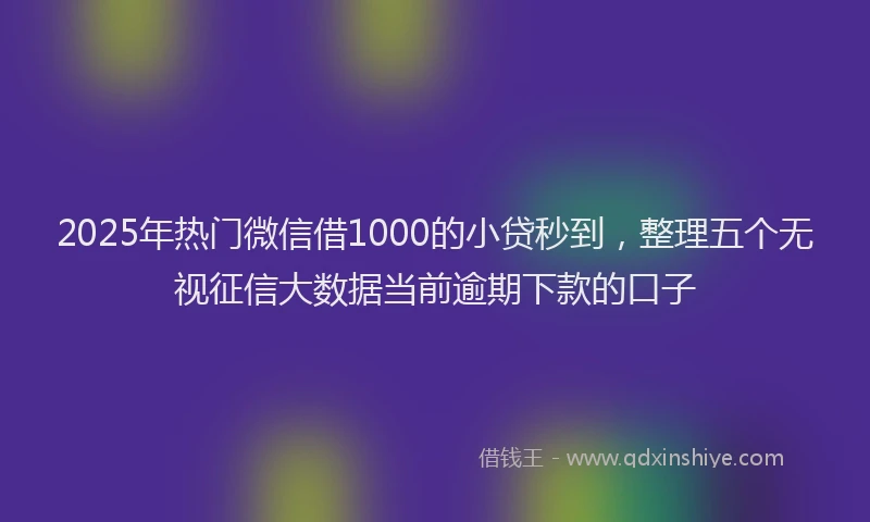 2025年热门微信借1000的小贷秒到，整理五个无视征信大数据当前逾期下款的口子