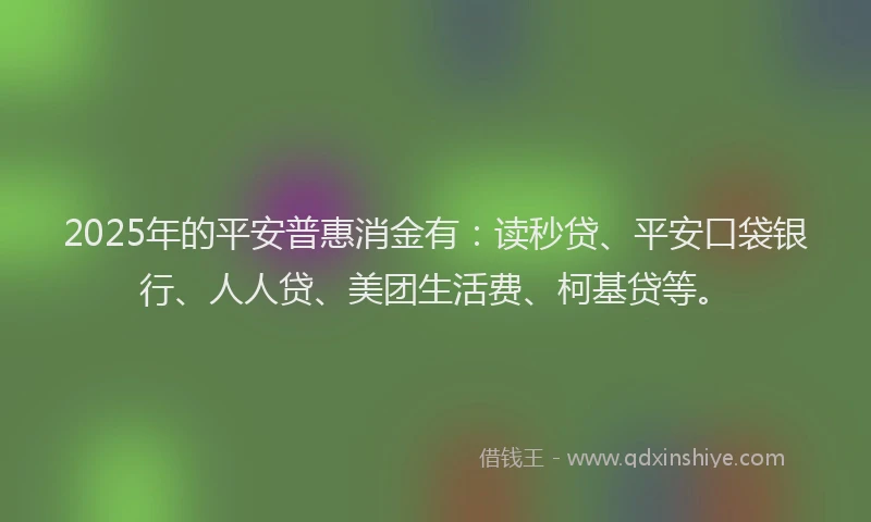 2025年的平安普惠消金有:读秒贷、平安口袋银行、人人贷、美团生活费、柯基贷等。
