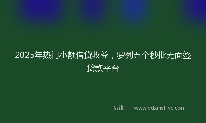 2025年热门小额借贷收益，罗列五个秒批无面签贷款平台