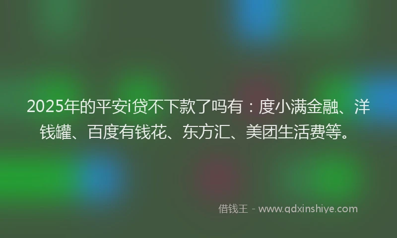 2025年的平安i贷不下款了吗有：度小满金融、洋钱罐、百度有钱花、东方汇、美团生活费等。