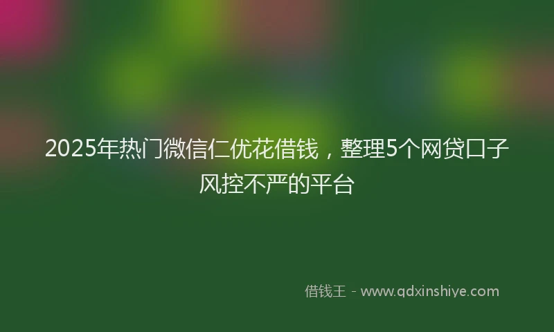 2025年热门微信仁优花借钱，整理5个网贷口子风控不严的平台