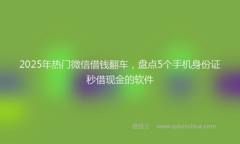 2025年热门微信借钱翻车，盘点5个手机身份证秒借现金的软件
