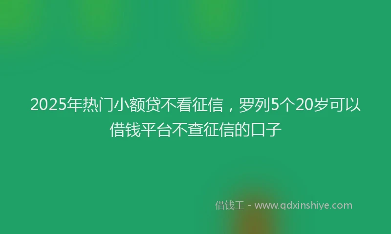 2025年热门小额贷不看征信，罗列5个20岁可以借钱平台不查征信的口子