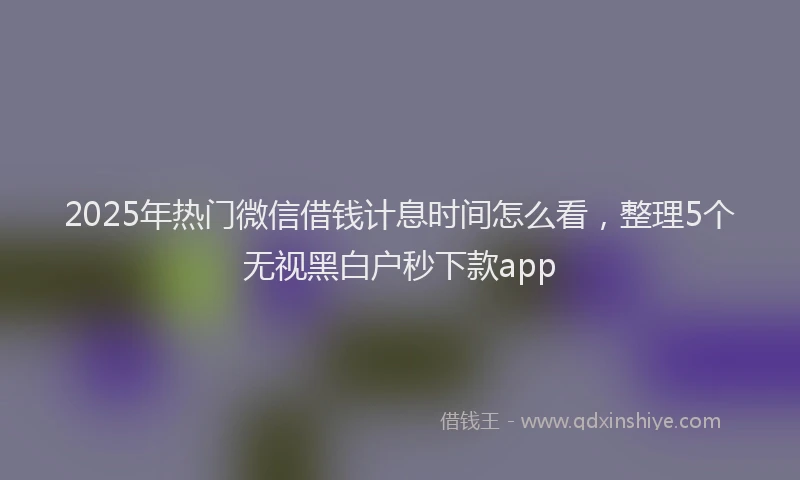 2025年热门微信借钱计息时间怎么看，整理5个无视黑白户秒下款app