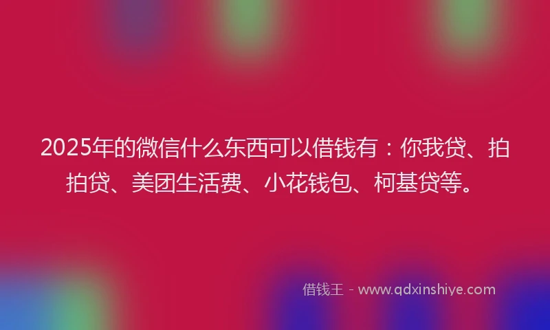 2025年的微信什么东西可以借钱有：你我贷、拍拍贷、美团生活费、小花钱包、柯基贷等。