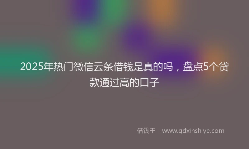 2025年热门微信云条借钱是真的吗，盘点5个贷款通过高的口子