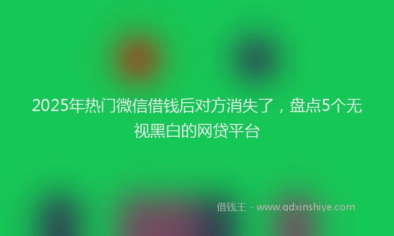 2025年热门微信借钱后对方消失了，盘点5个无视黑白的网贷平台