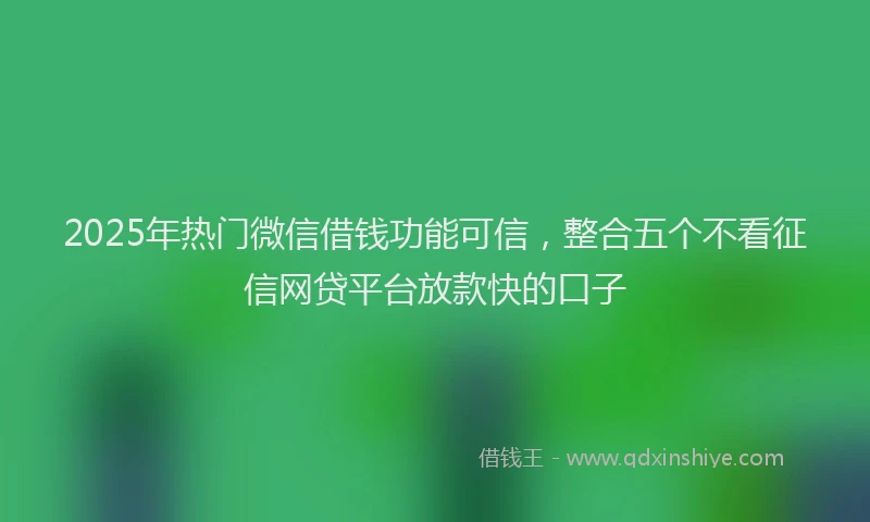 2025年热门微信借钱功能可信，整合五个不看征信网贷平台放款快的口子