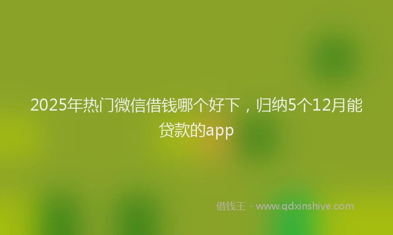 2025年热门微信借钱哪个好下，归纳5个12月能贷款的app
