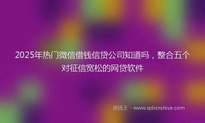 2025年热门微信借钱信贷公司知道吗，整合五个对征信宽松的网贷软件