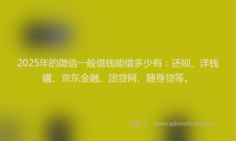 2025年的微信一般借钱能借多少有：还呗、洋钱罐、京东金融、团贷网、随身贷等。
