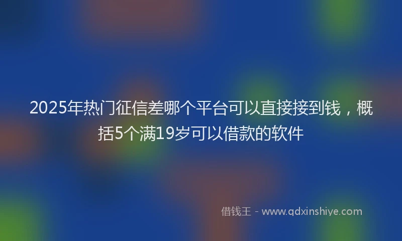 2025年热门征信差哪个平台可以直接接到钱，概括5个满19岁可以借款的软件