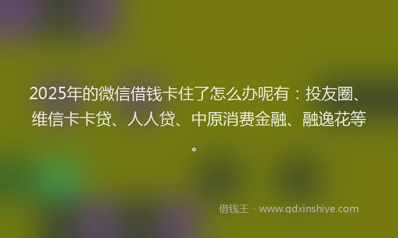 2025年的微信借钱卡住了怎么办呢有：投友圈、维信卡卡贷、人人贷、中原消费金融、融逸花等。