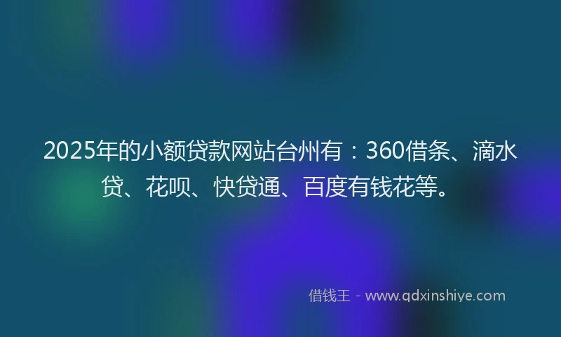 2025年的小额贷款网站台州有：360借条、滴水贷、花呗、快贷通、百度有钱花等。