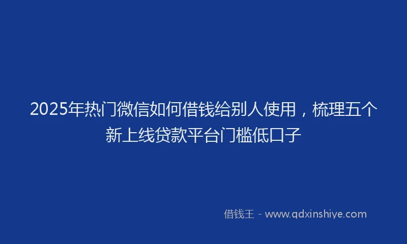 2025年热门微信如何借钱给别人使用，梳理五个新上线贷款平台门槛低口子