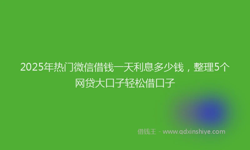 2025年热门微信借钱一天利息多少钱，整理5个网贷大口子轻松借口子
