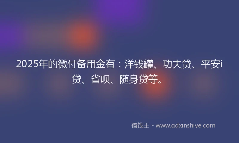 2025年的微付备用金有：洋钱罐、功夫贷、平安i贷、省呗、随身贷等。