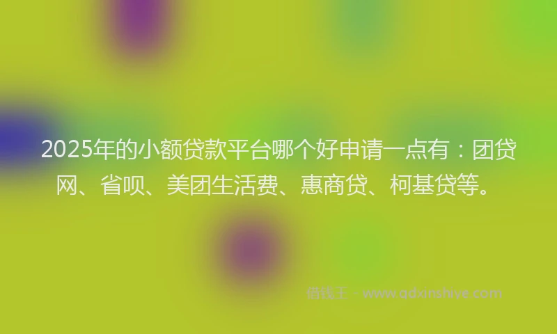 2025年的小额贷款平台哪个好申请一点有：团贷网、省呗、美团生活费、惠商贷、柯基贷等。
