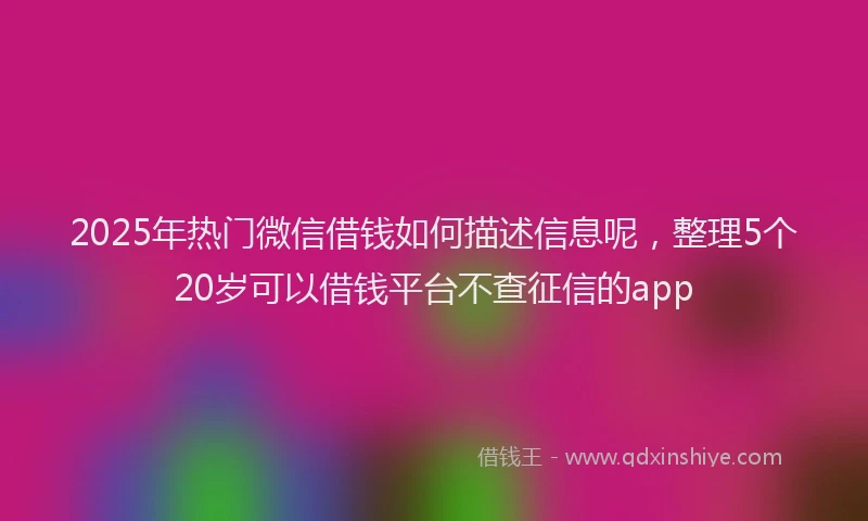 2025年热门微信借钱如何描述信息呢，整理5个20岁可以借钱平台不查征信的app