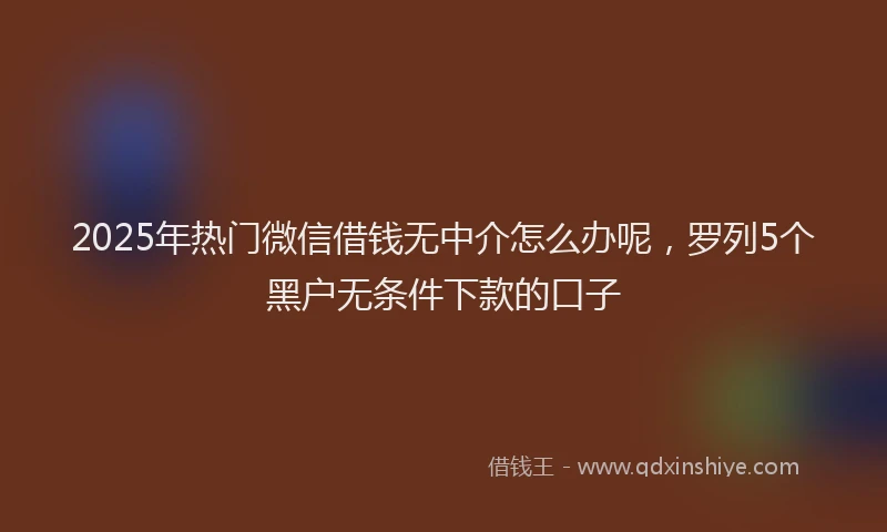 2025年热门微信借钱无中介怎么办呢，罗列5个黑户无条件下款的口子