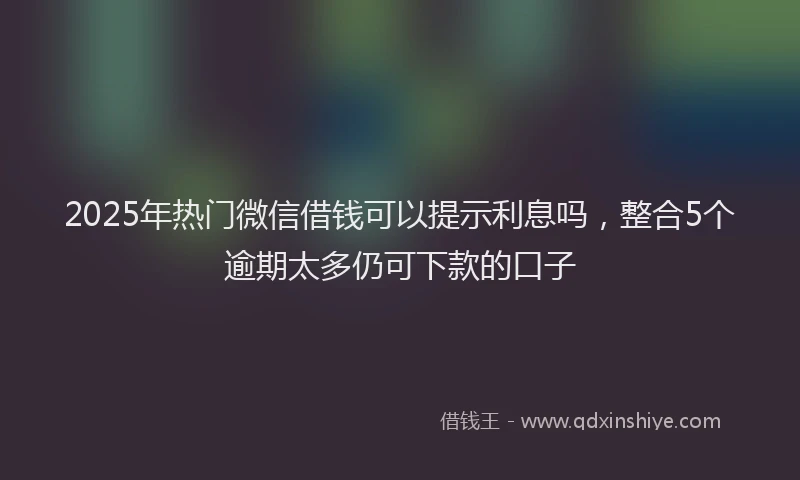 2025年热门微信借钱可以提示利息吗，整合5个逾期太多仍可下款的口子
