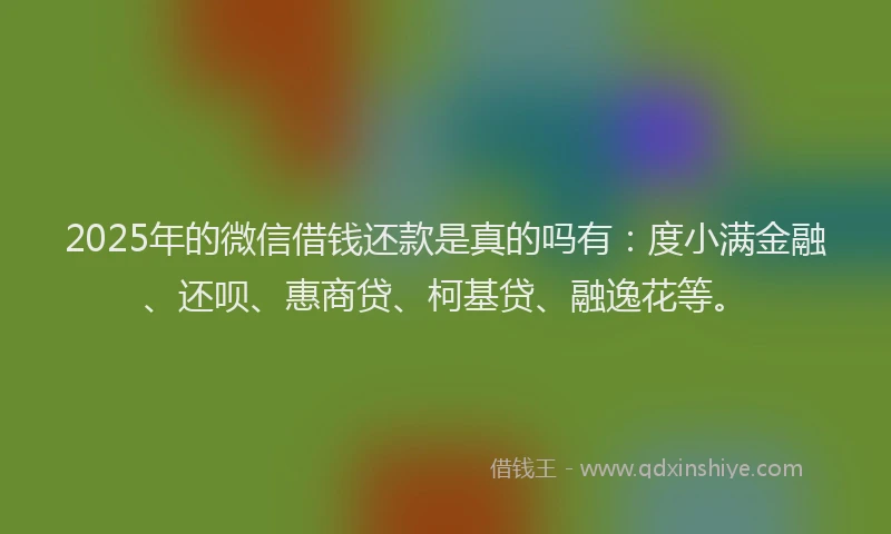 2025年的微信借钱还款是真的吗有：度小满金融、还呗、惠商贷、柯基贷、融逸花等。