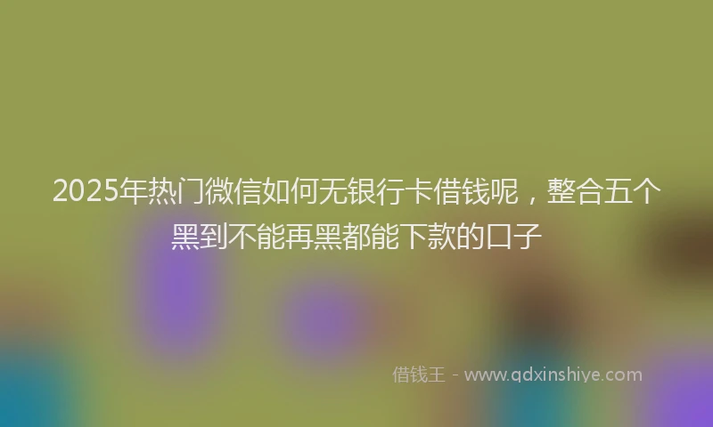 2025年热门微信如何无银行卡借钱呢，整合五个黑到不能再黑都能下款的口子