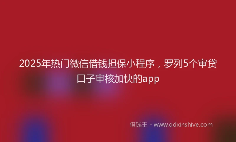 2025年热门微信借钱担保小程序，罗列5个审贷口子审核加快的app