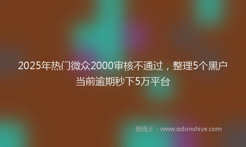 2025年热门微众2000审核不通过，整理5个黑户当前逾期秒下5万平台