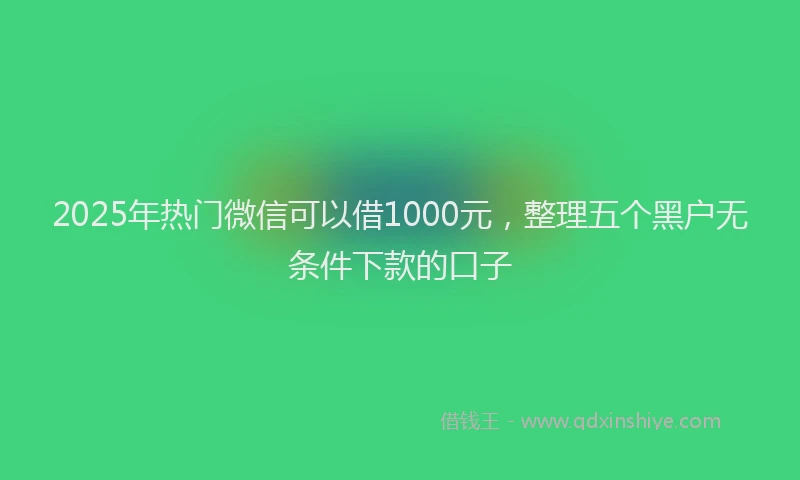2025年热门微信可以借1000元，整理五个黑户无条件下款的口子