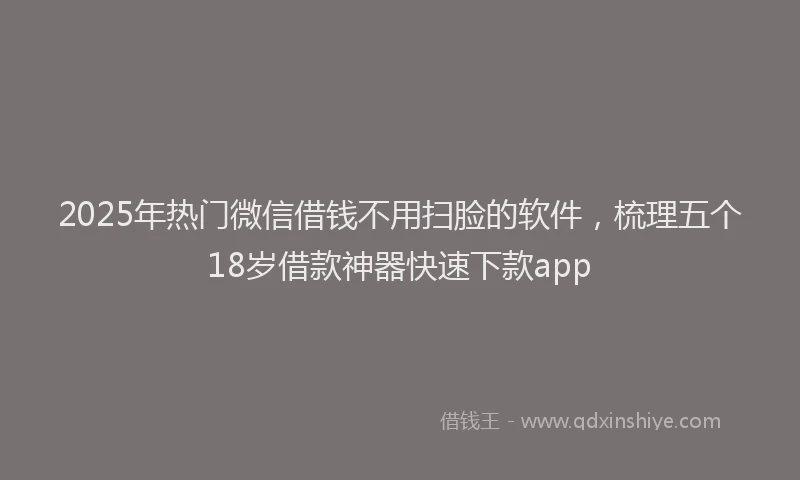 2025年热门微信借钱不用扫脸的软件，梳理五个18岁借款神器快速下款app