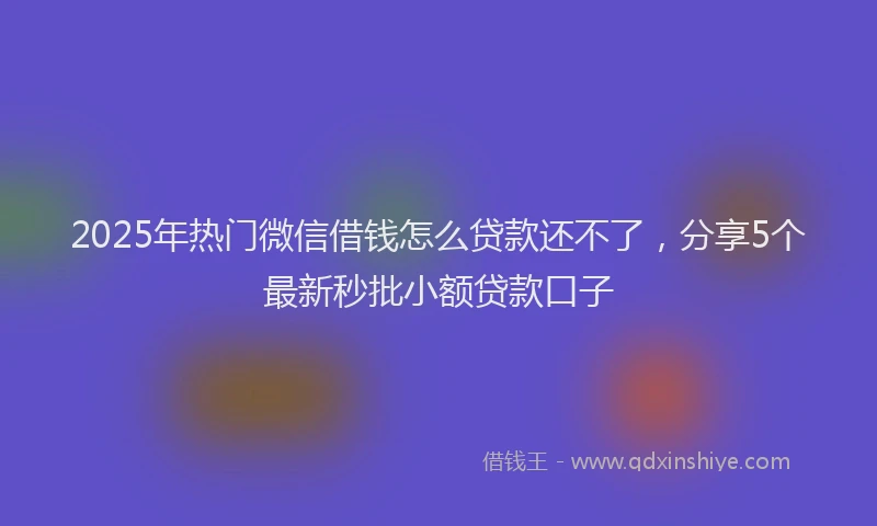 2025年热门微信借钱怎么贷款还不了，分享5个最新秒批小额贷款口子