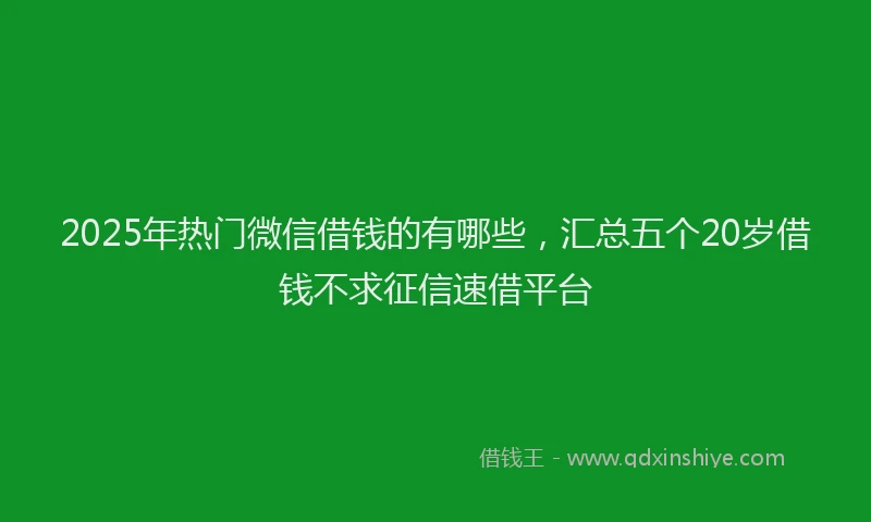 2025年热门微信借钱的有哪些，汇总五个20岁借钱不求征信速借平台
