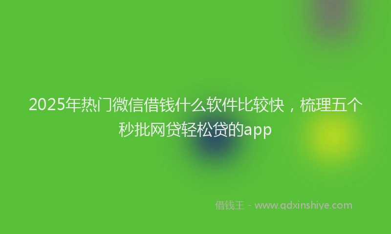 2025年热门微信借钱什么软件比较快，梳理五个秒批网贷轻松贷的app