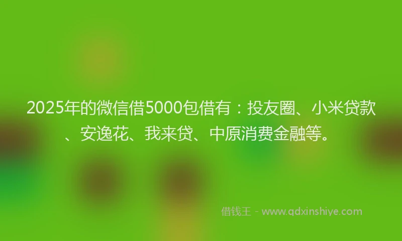 2025年的微信借5000包借有：投友圈、小米贷款、安逸花、我来贷、中原消费金融等。
