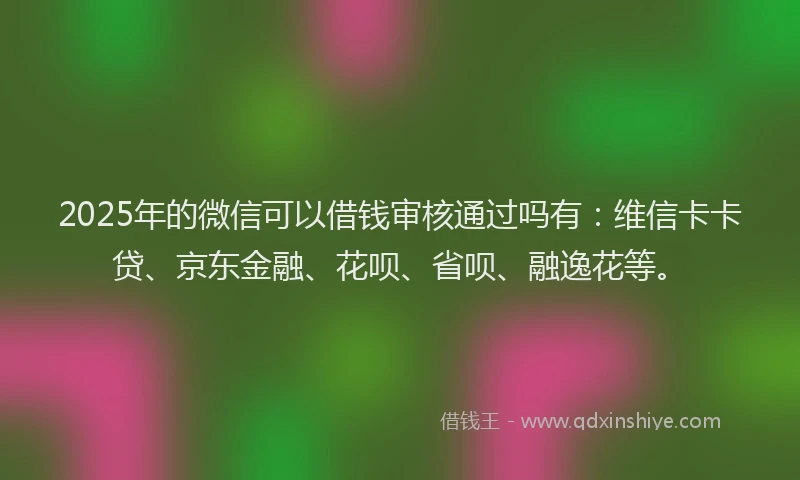 2025年的微信可以借钱审核通过吗有：维信卡卡贷、京东金融、花呗、省呗、融逸花等。