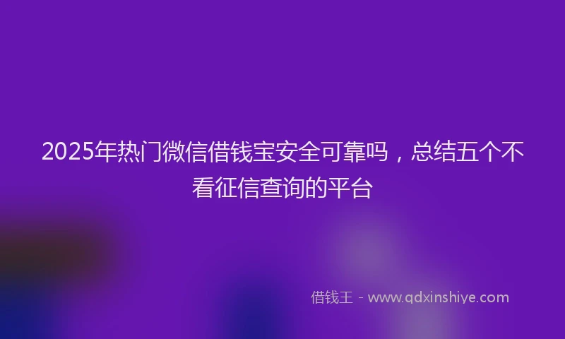 2025年热门微信借钱宝安全可靠吗，总结五个不看征信查询的平台