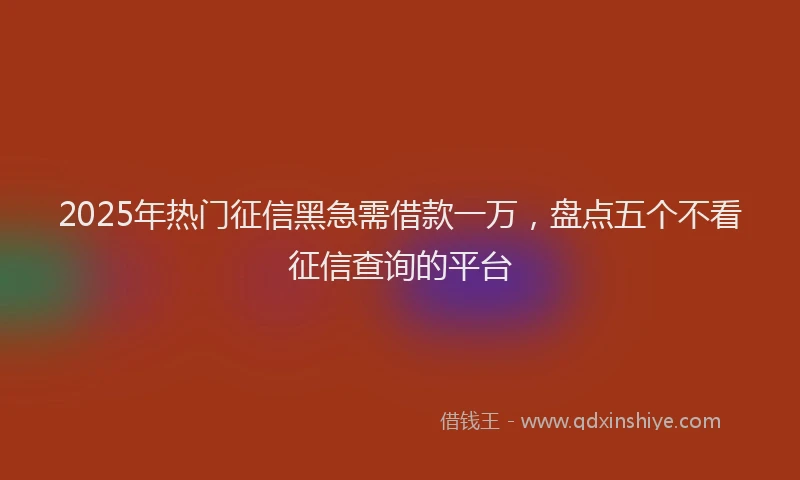 2025年热门征信黑急需借款一万，盘点五个不看征信查询的平台