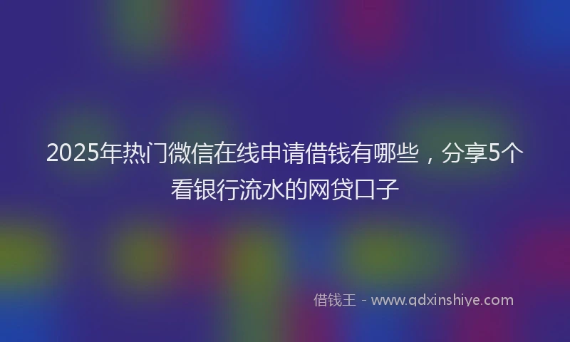 2025年热门微信在线申请借钱有哪些，分享5个看银行流水的网贷口子