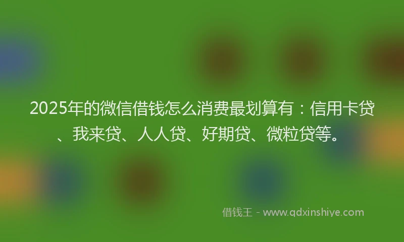 2025年的微信借钱怎么消费最划算有：信用卡贷、我来贷、人人贷、好期贷、微粒贷等。