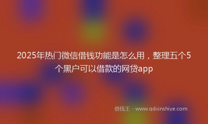 2025年热门微信借钱功能是怎么用，整理五个5个黑户可以借款的网贷app