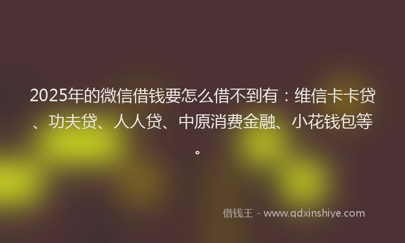 2025年的微信借钱要怎么借不到有：维信卡卡贷、功夫贷、人人贷、中原消费金融、小花钱包等。