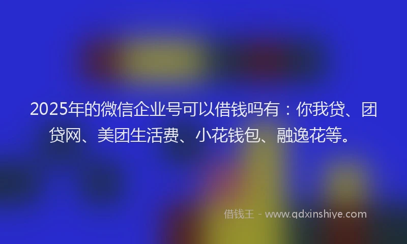 2025年的微信企业号可以借钱吗有：你我贷、团贷网、美团生活费、小花钱包、融逸花等。