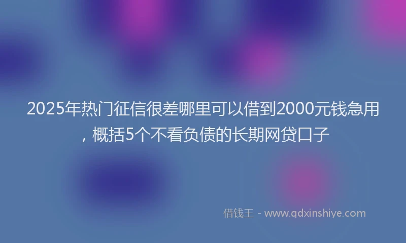 2025年热门征信很差哪里可以借到2000元钱急用，概括5个不看负债的长期网贷口子
