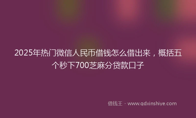2025年热门微信人民币借钱怎么借出来，概括五个秒下700芝麻分贷款口子