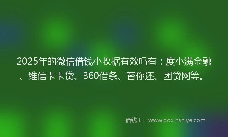 2025年的微信借钱小收据有效吗有：度小满金融、维信卡卡贷、360借条、替你还、团贷网等。