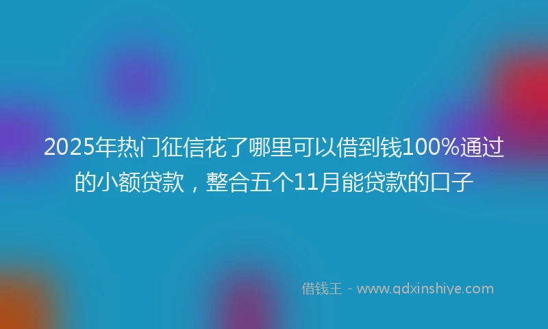 2025年热门征信花了哪里可以借到钱100%通过的小额贷款，整合五个11月能贷款的口子