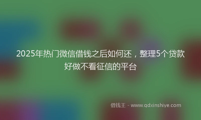 2025年热门微信借钱之后如何还，整理5个贷款好做不看征信的平台
