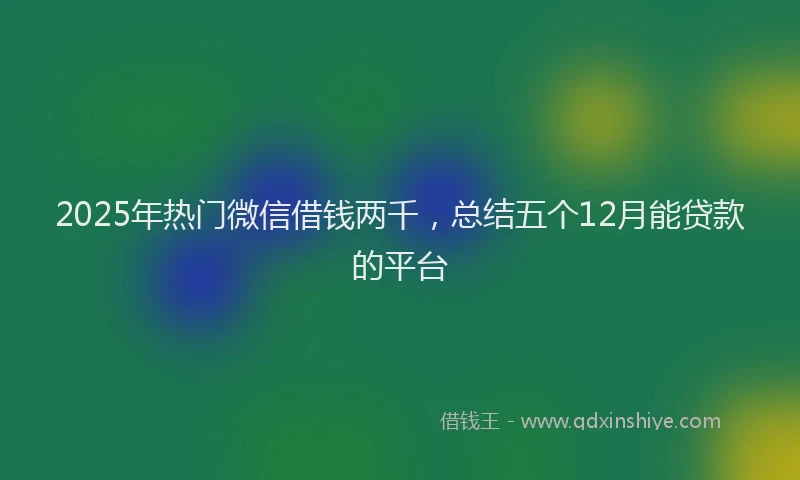 2025年热门微信借钱两千，总结五个12月能贷款的平台